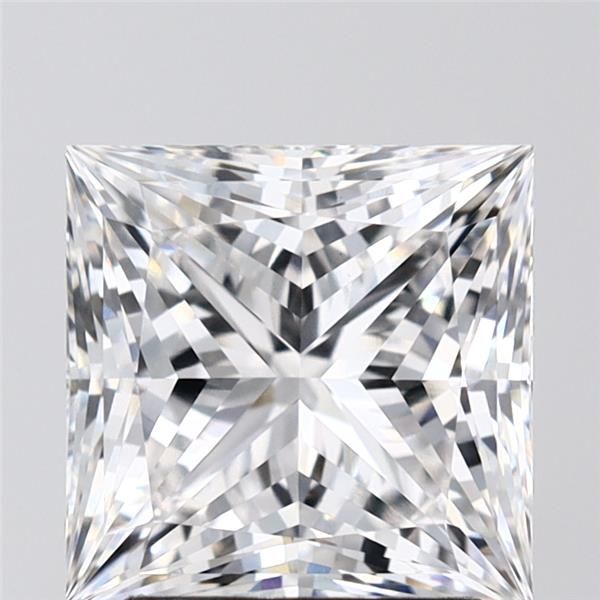 2.58-carat princess diamond with E color, null cut, and VS1 clarity.