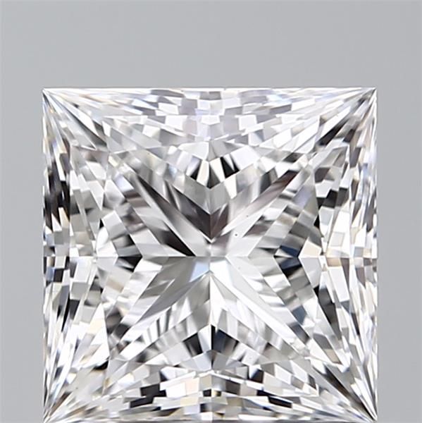 2.05-carat princess diamond with D color, null cut, and VS1 clarity.