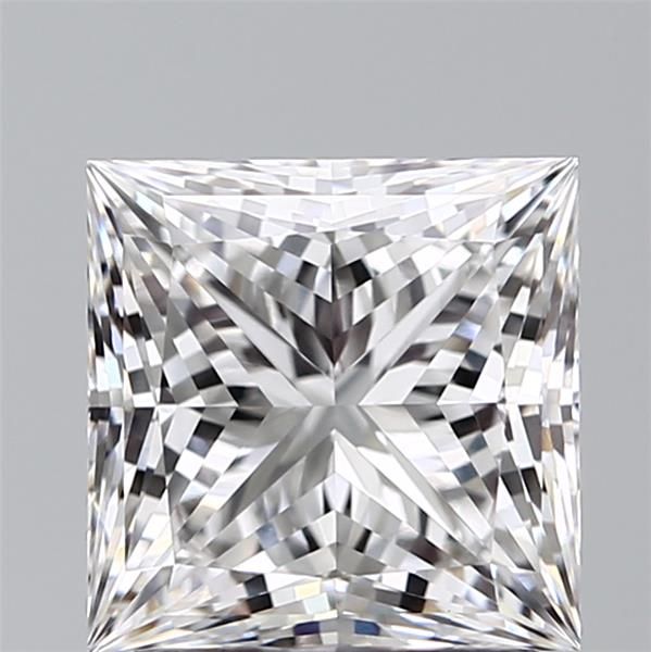 2.06-carat princess diamond with D color, null cut, and VS1 clarity.