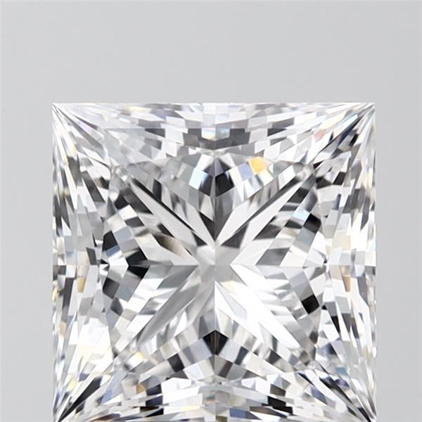 3.07-carat princess diamond with E color, null cut, and VVS2 clarity.