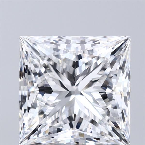 2.08-carat princess diamond with E color, null cut, and VVS2 clarity.