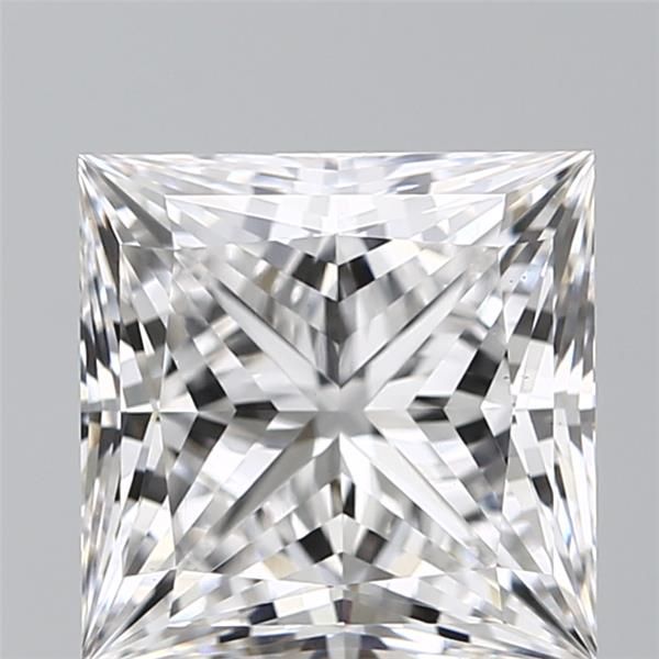 2.58-carat princess diamond with E color, null cut, and VS1 clarity.
