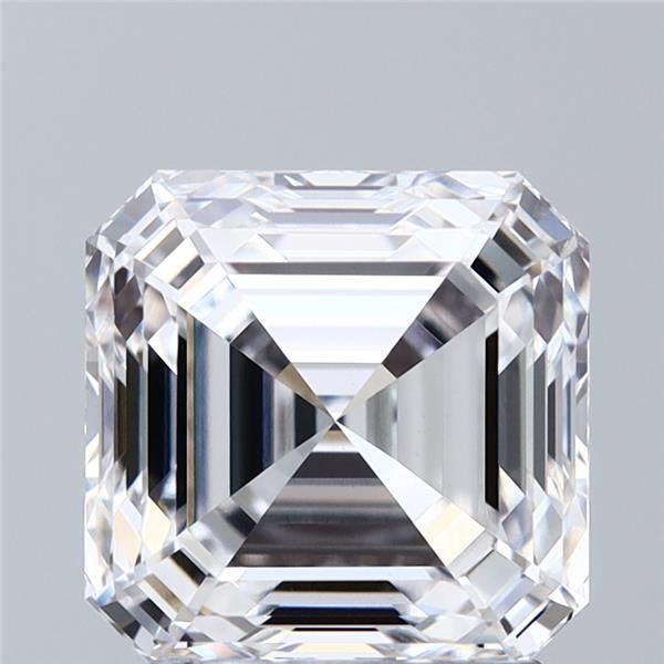 2.58-carat asscher diamond with E color, null cut, and VS1 clarity.