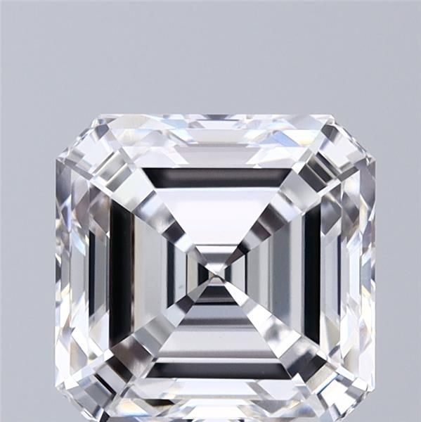 2.04-carat asscher diamond with E color, null cut, and VS1 clarity.