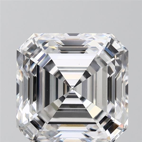 3.33-carat asscher diamond with E color, null cut, and VS1 clarity.