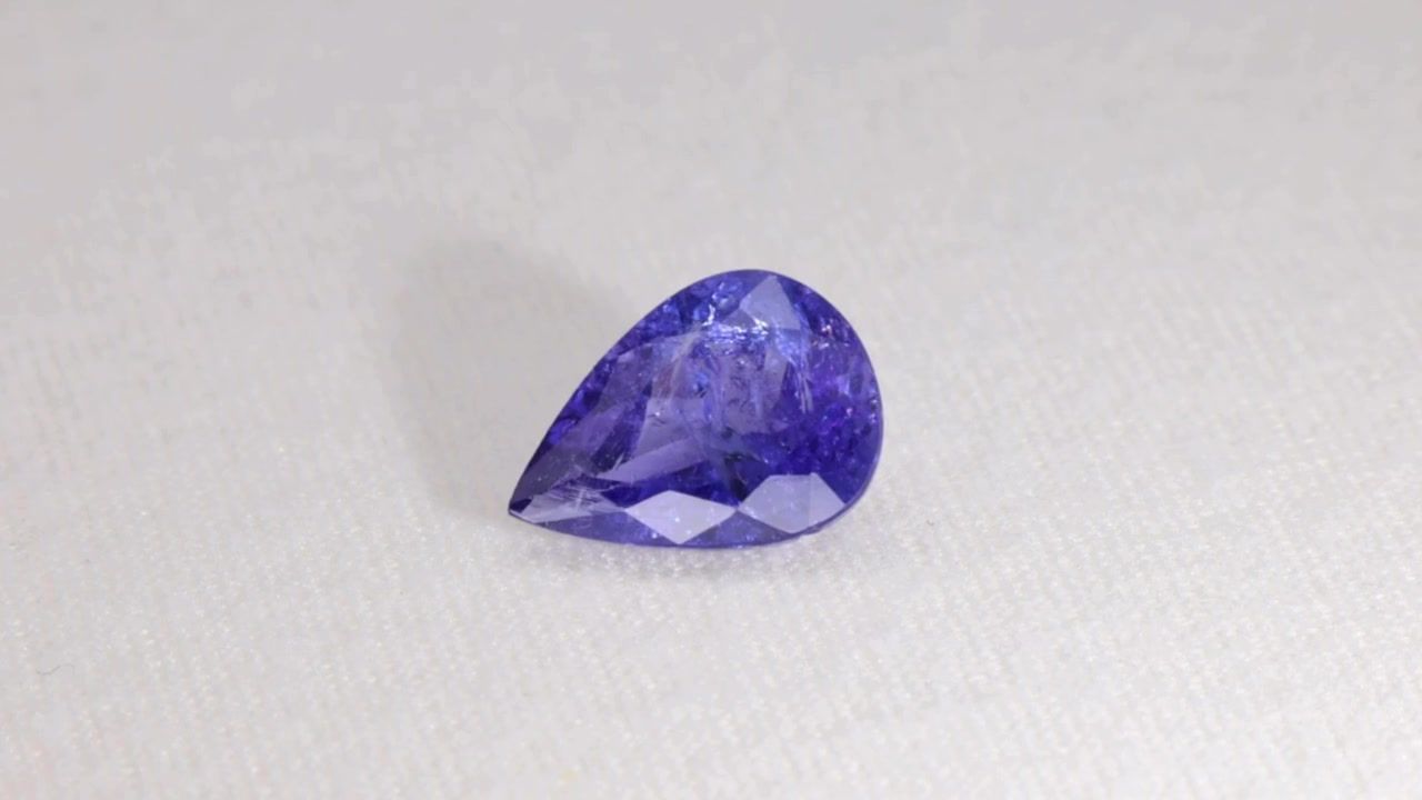 Tanzanit 4,14 ct, niebieski, szlif gruszka