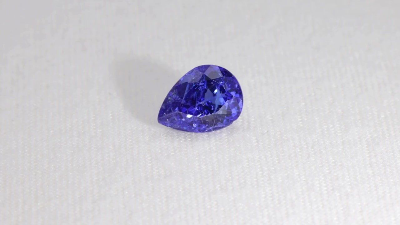 Tanzanit 2,55 ct, niebieski, szlif gruszka
