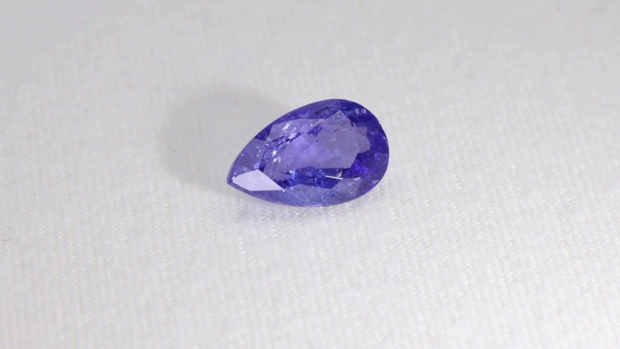 Tanzanit 3,81 ct, niebieski, szlif gruszka
