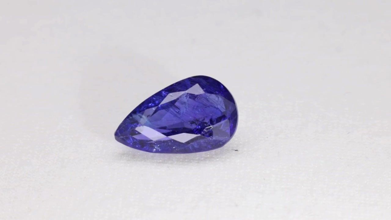 Tanzanit 6,66 ct, niebieski, szlif gruszka
