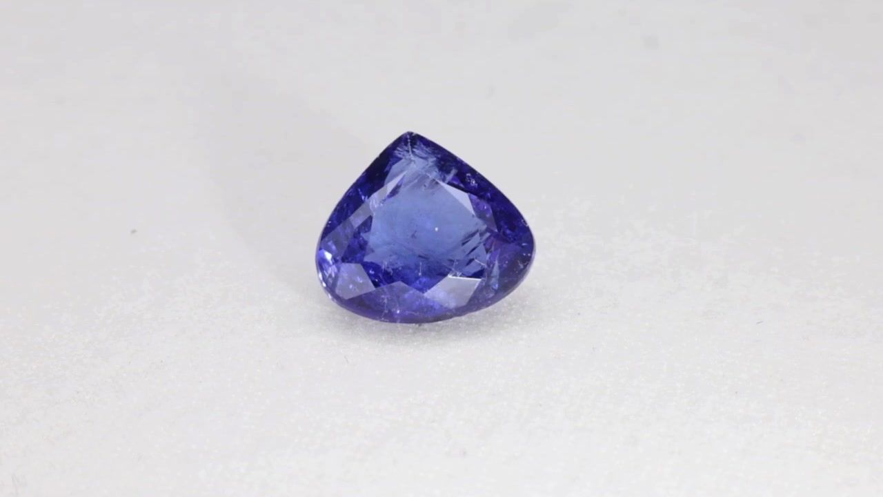 Tanzanit 5,47 ct, niebieski, szlif gruszka