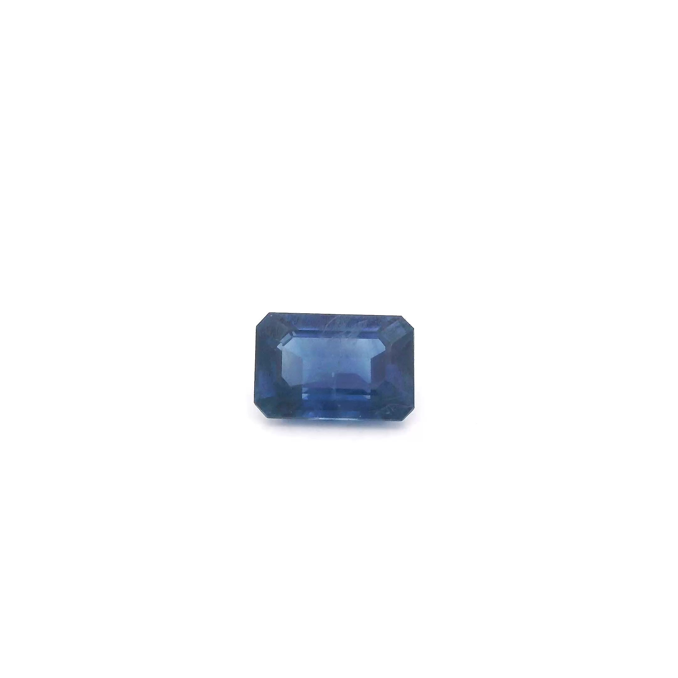 SAPPHIRE STEP 0.77ct BLUE Medium Intense SI THAILAND HEATED