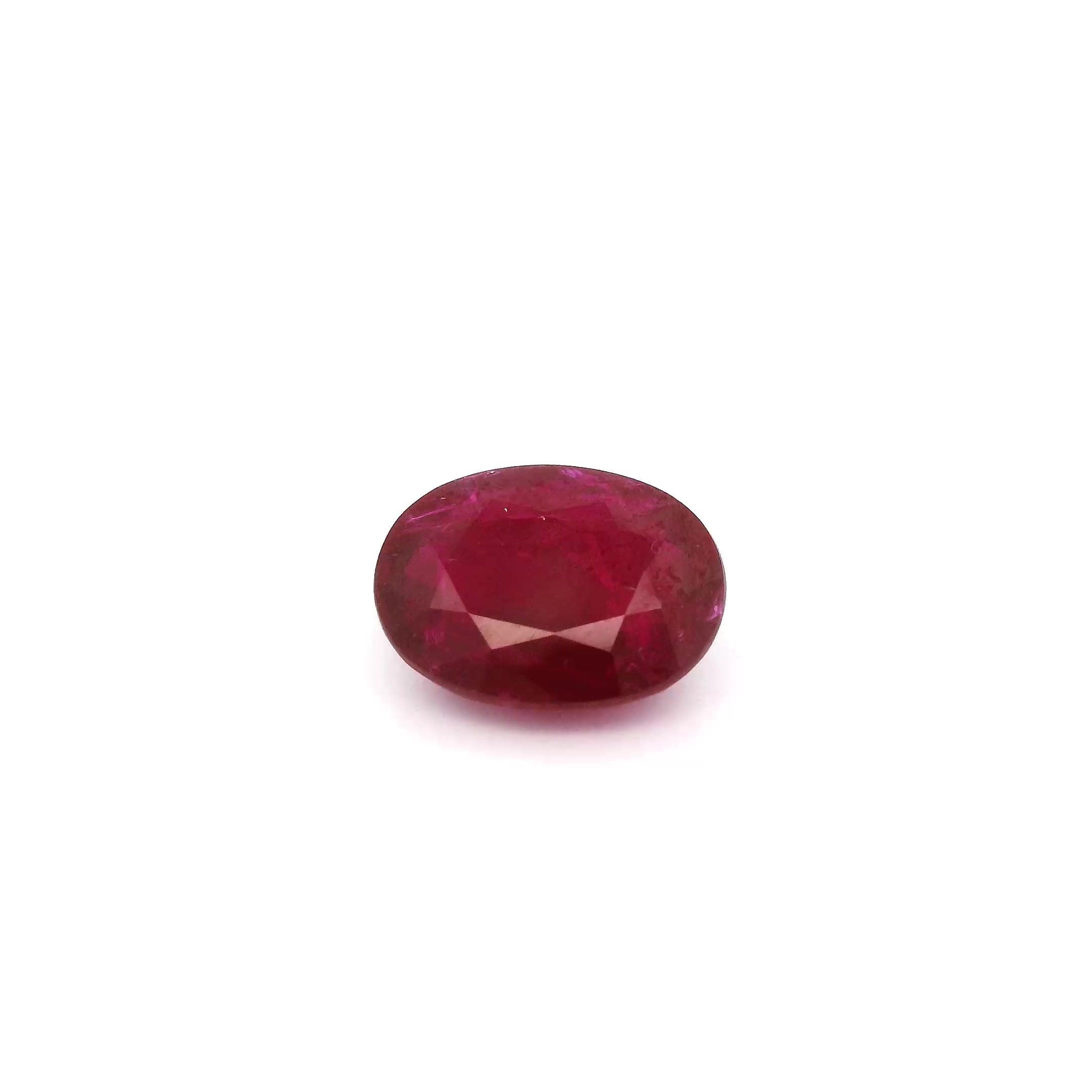 Rubin 1,59 ct, czerwony, szlif owalny