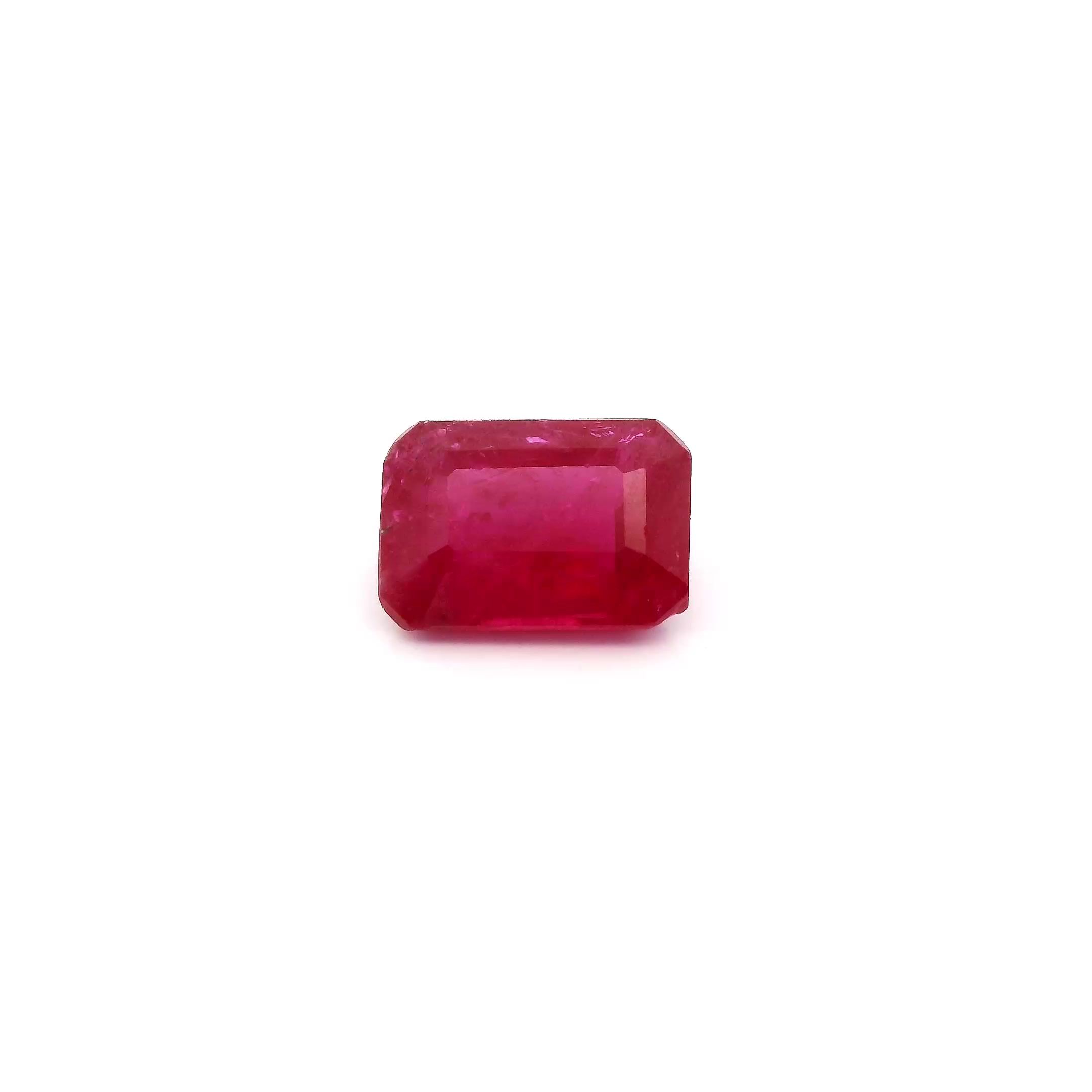 Rubin 1,24 ct, czerwony, szlif ośmiokątny