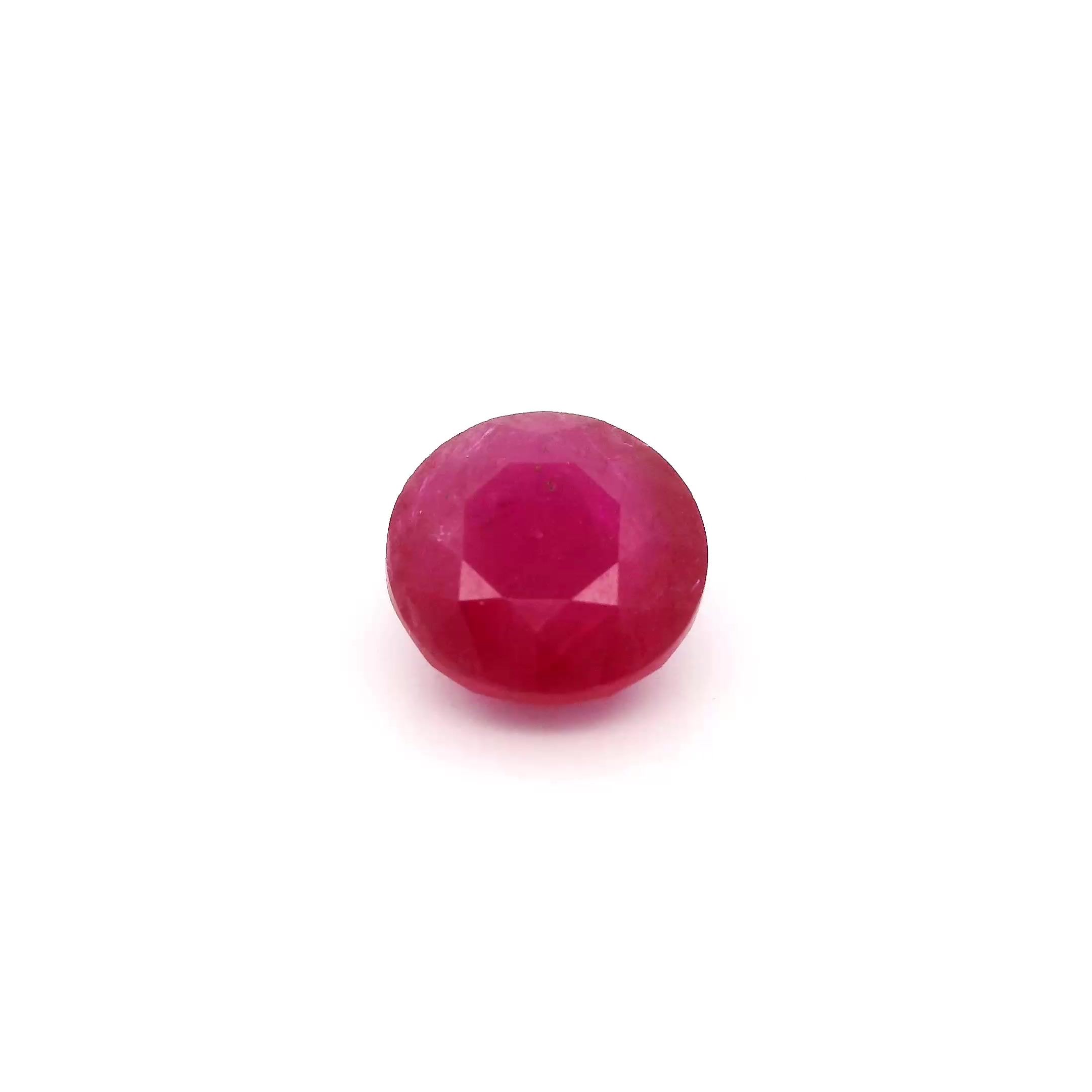 Rubin 2,28 ct, czerwony, szlif okrągły