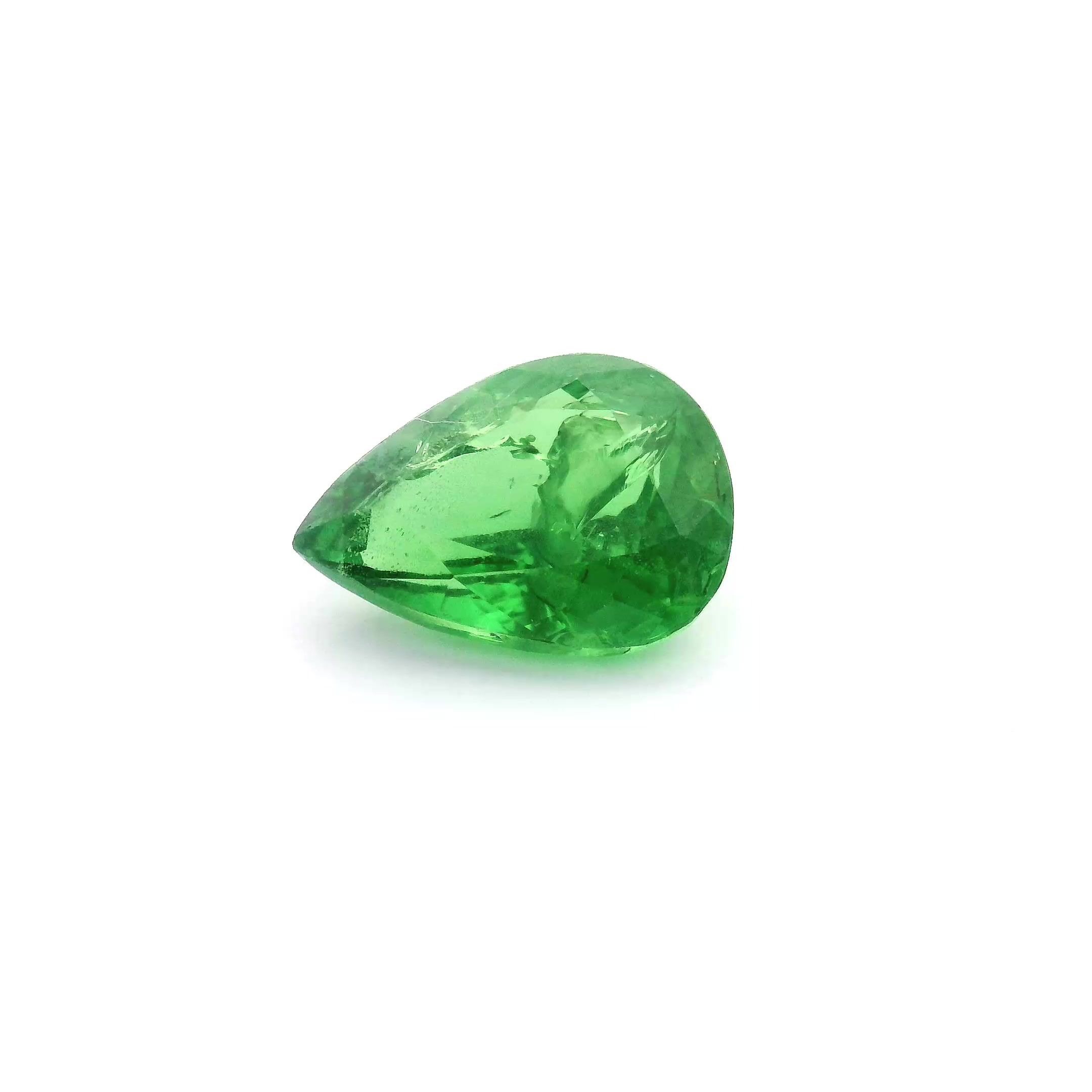 Granat 2,23 ct, zielony, szlif gruszka