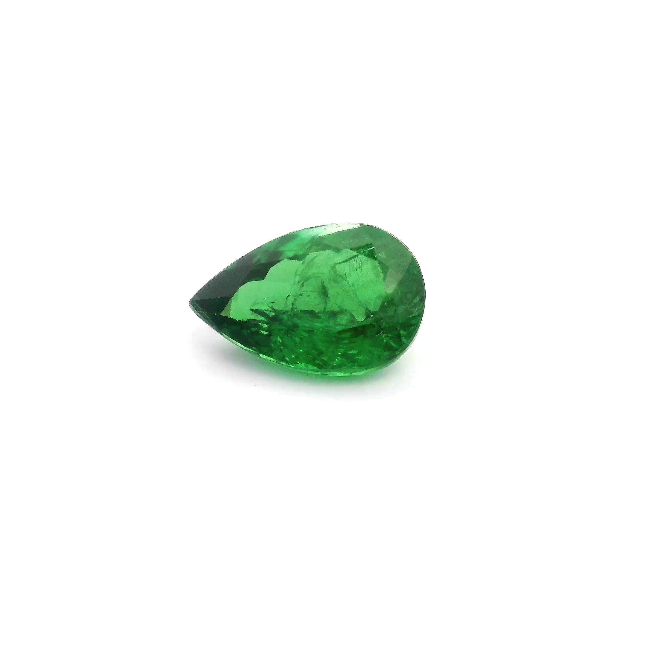Granat 1,55 ct, zielony, szlif gruszka