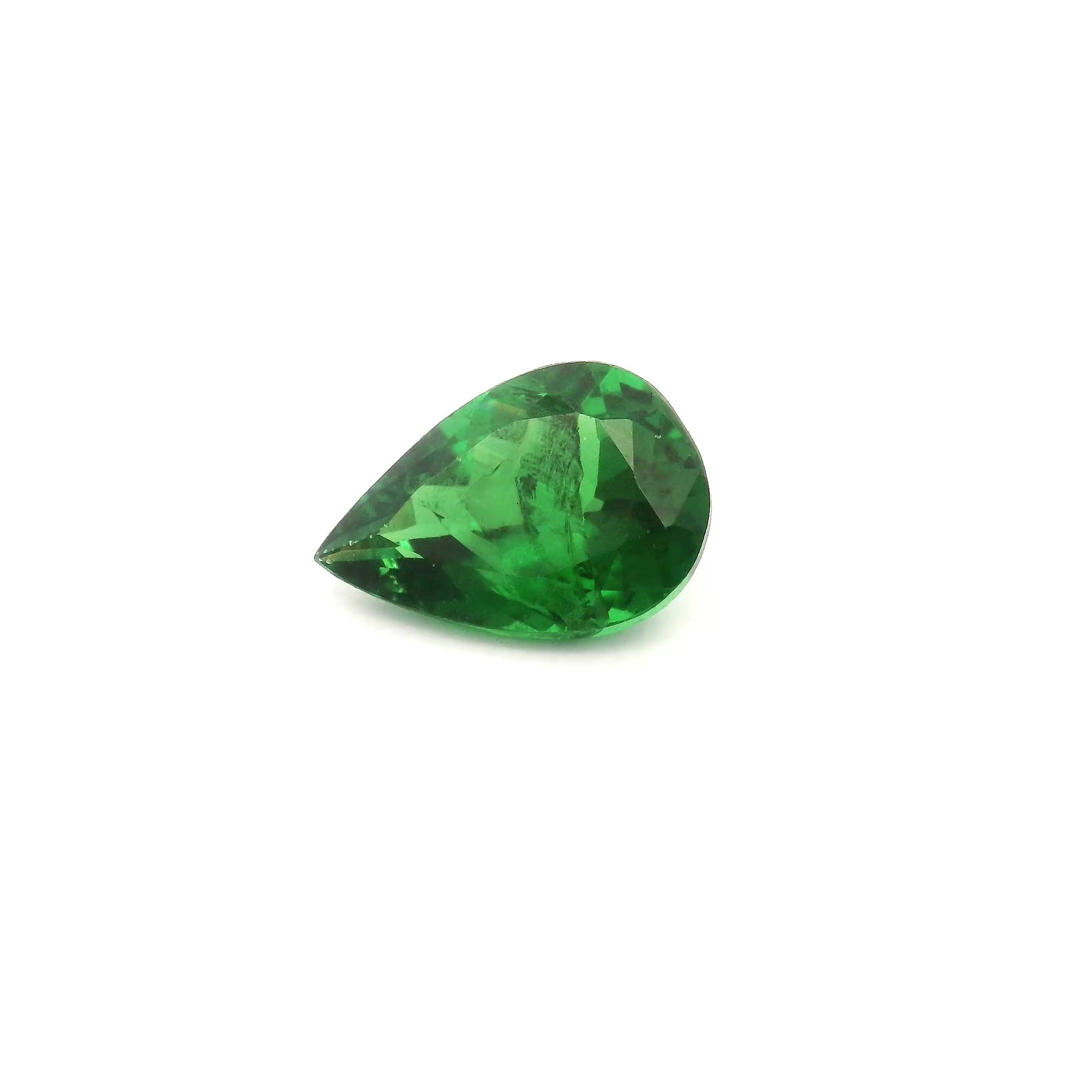 Granat 1,51 ct, zielony, szlif gruszka