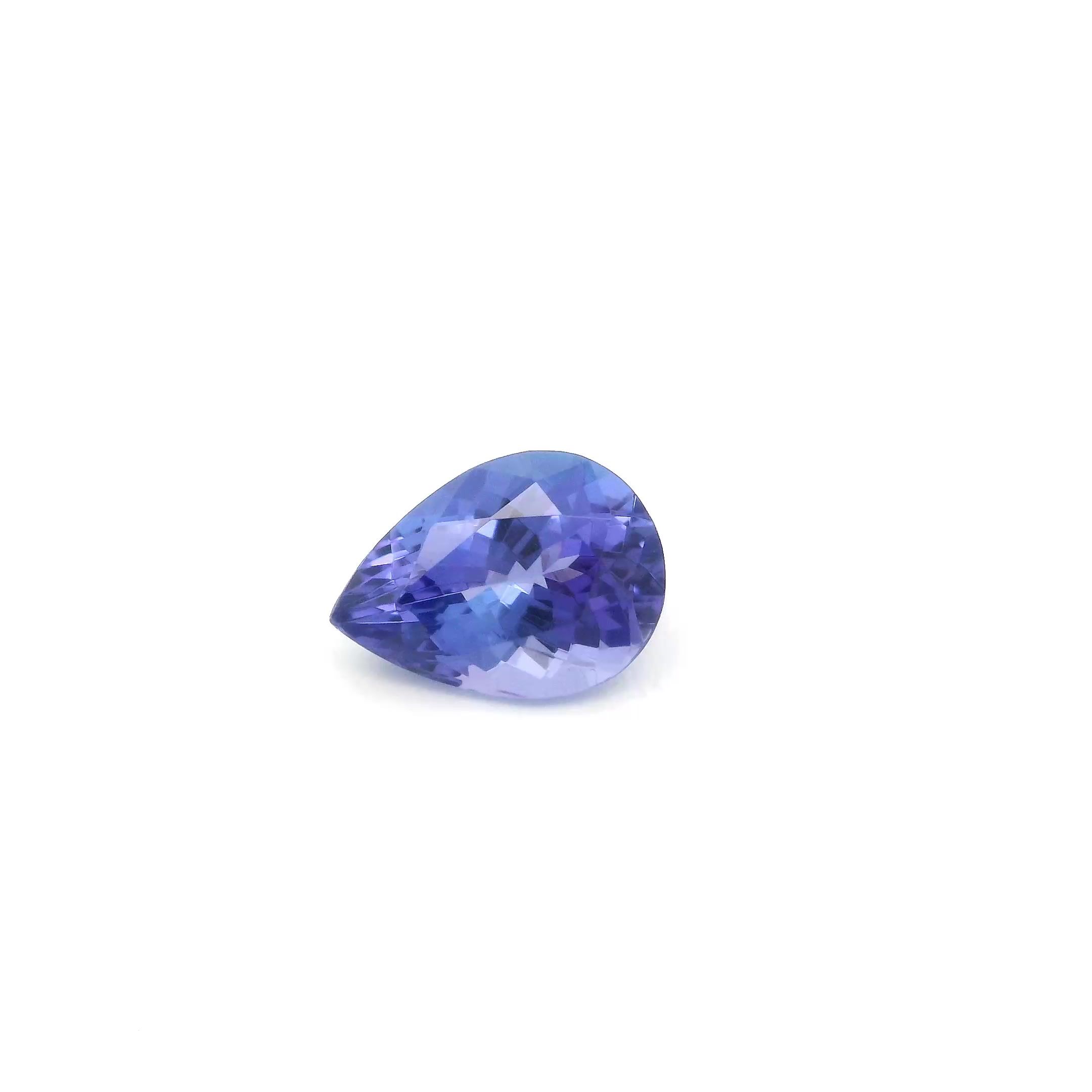 Tanzanit 1,20 ct, niebieski, szlif gruszka