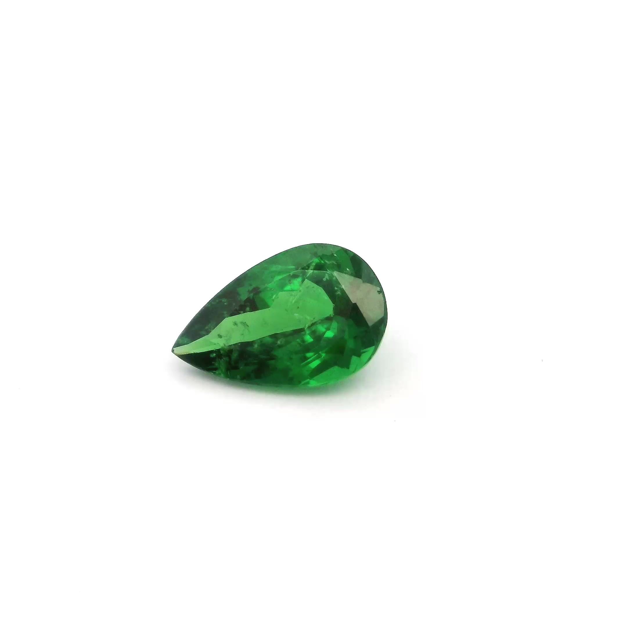 Granat 1,41 ct, zielony, szlif gruszka
