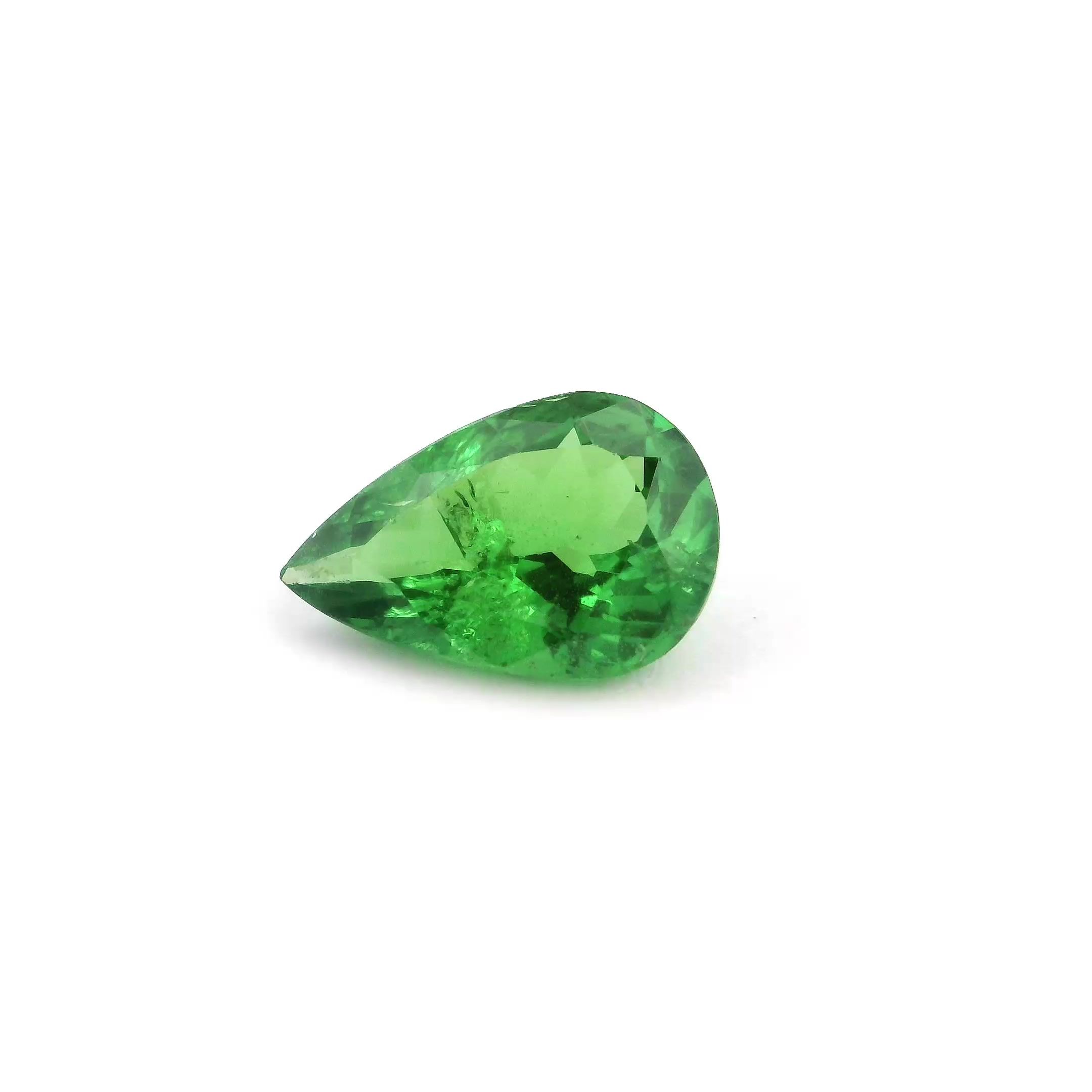 Granat 1,90 ct, zielony, szlif gruszka
