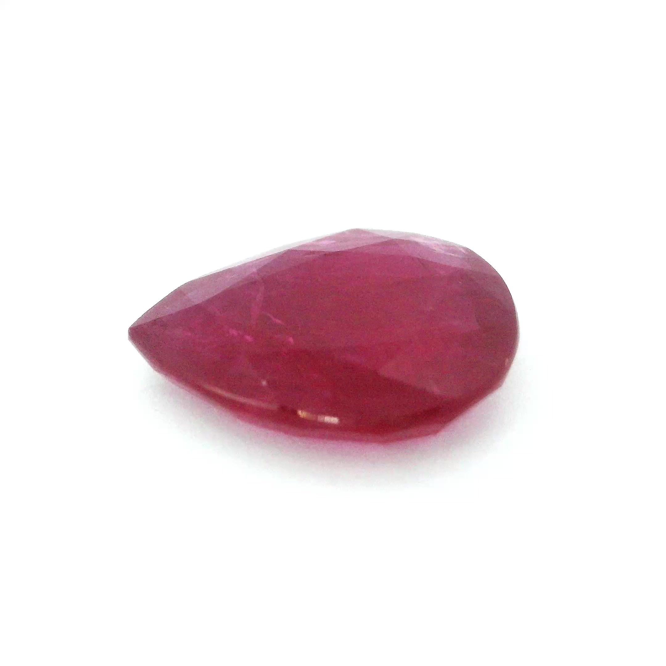 Rubin 7,37 ct, czerwony, szlif gruszka