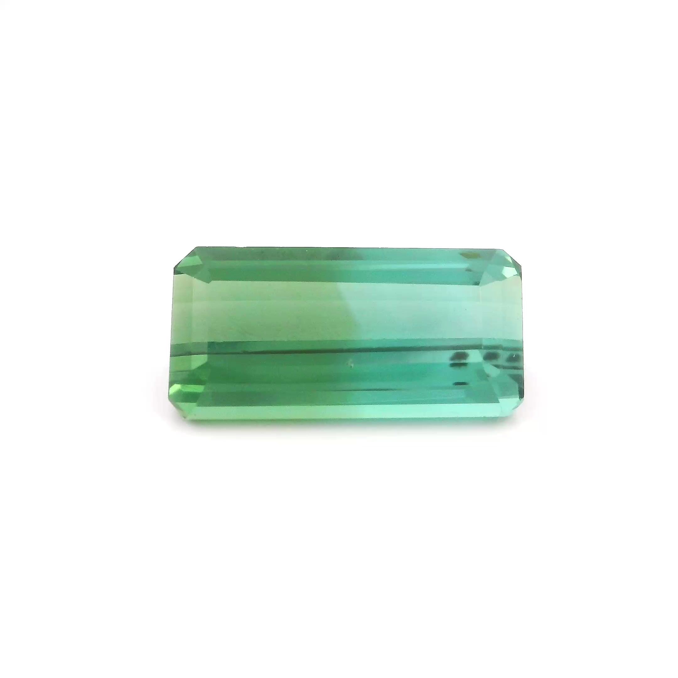 Turmalin 3,44 ct, dwubarwny, szlif ośmiokątny