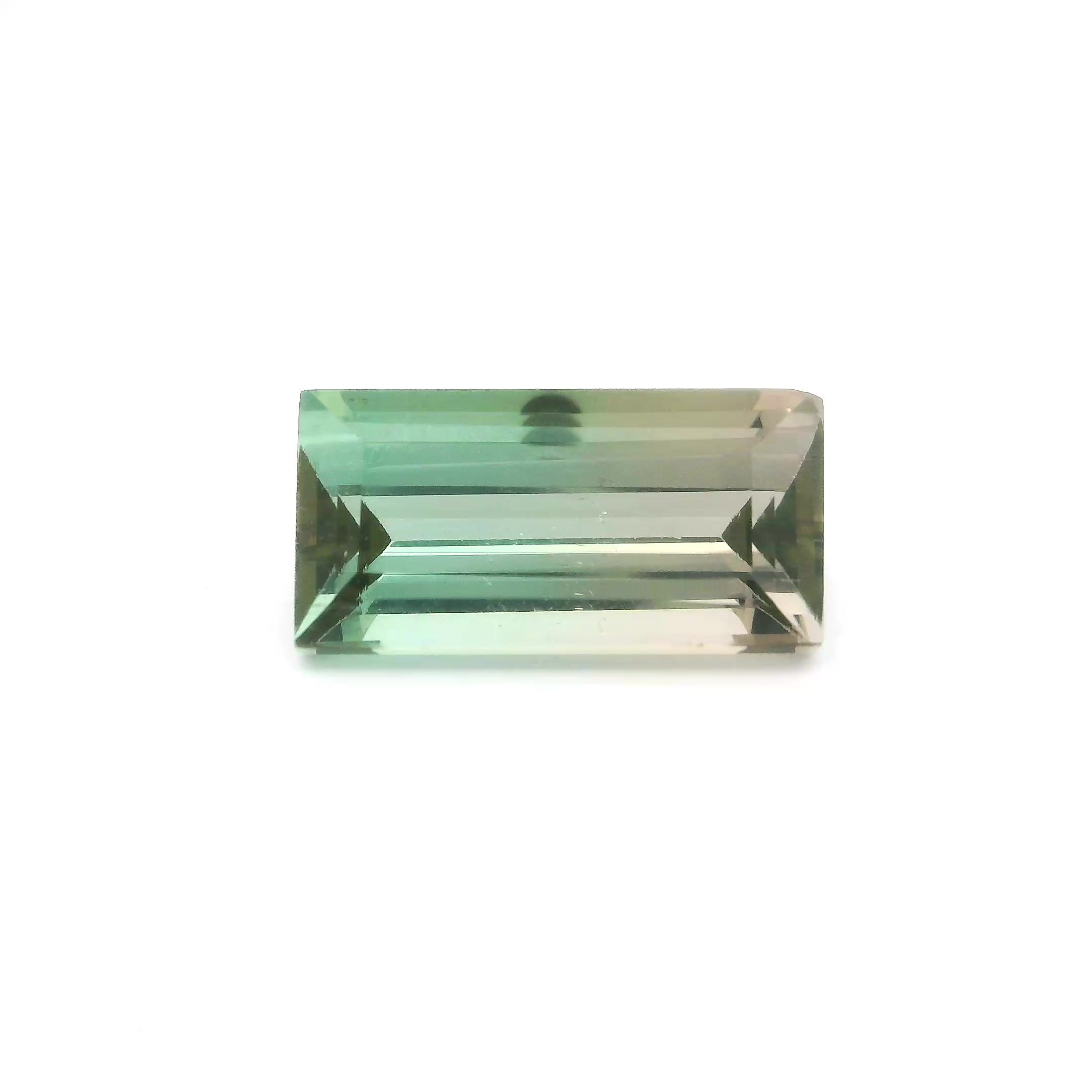 Turmalin 3,17 ct, dwubarwny, szlif prostokątny