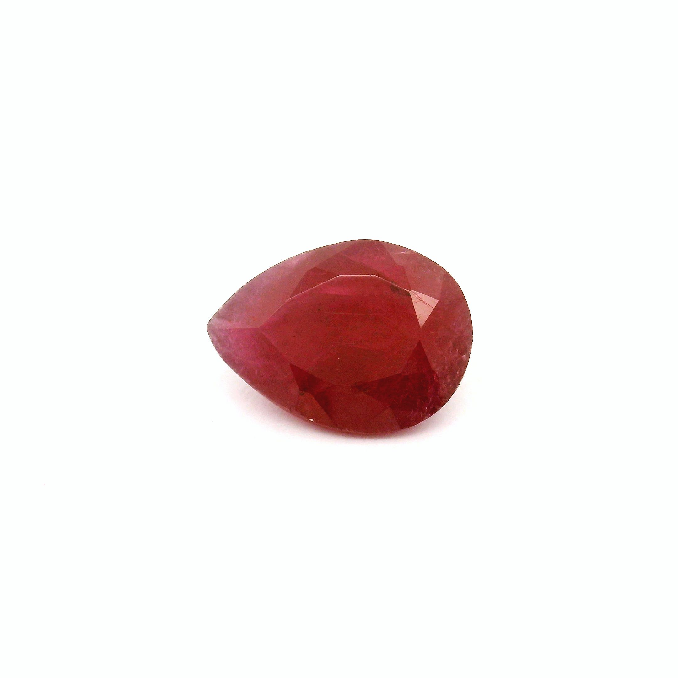 Rubin 2,44 ct, czerwony, szlif gruszka