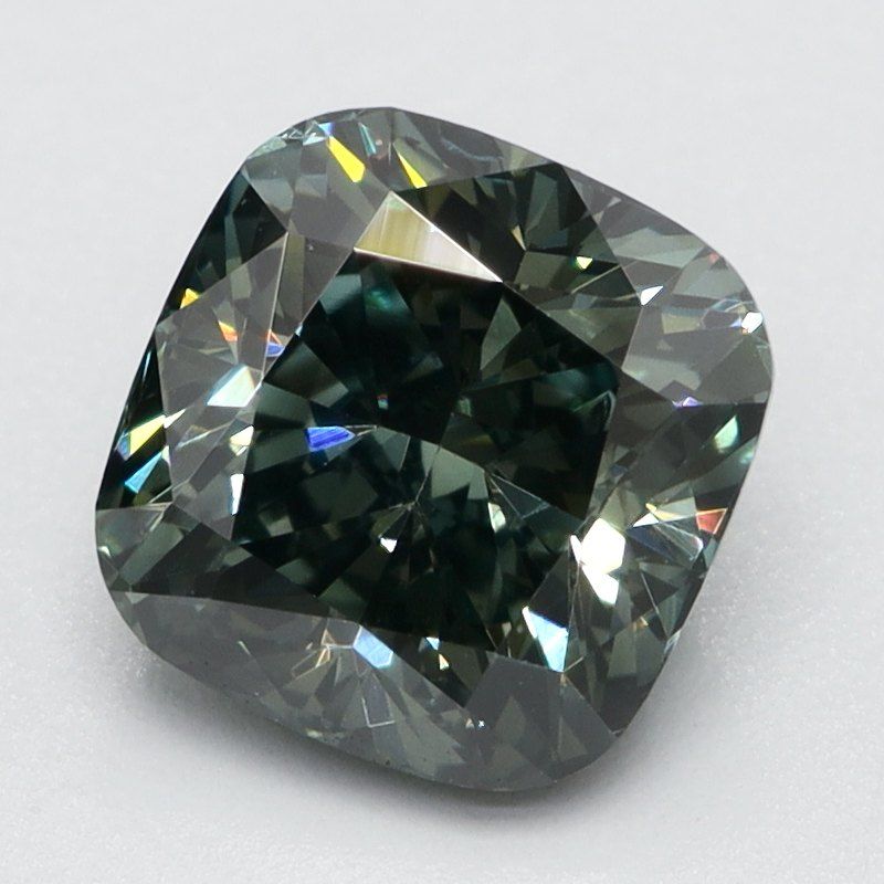 1.1 CT Fancy Deep Blueish Green CUSHION BRILLIANT