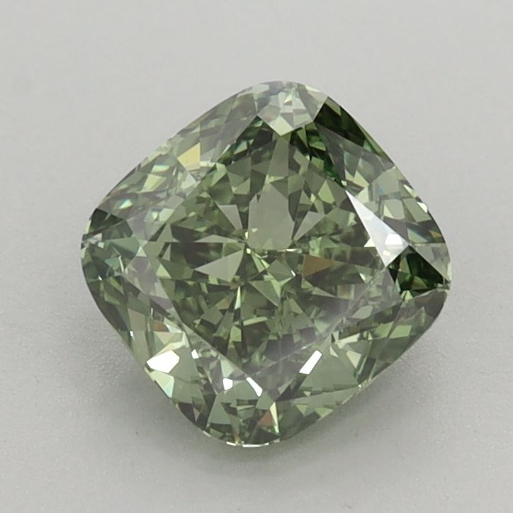1.32 CT Fancy Vivid Green CUSHION BRILLIANT