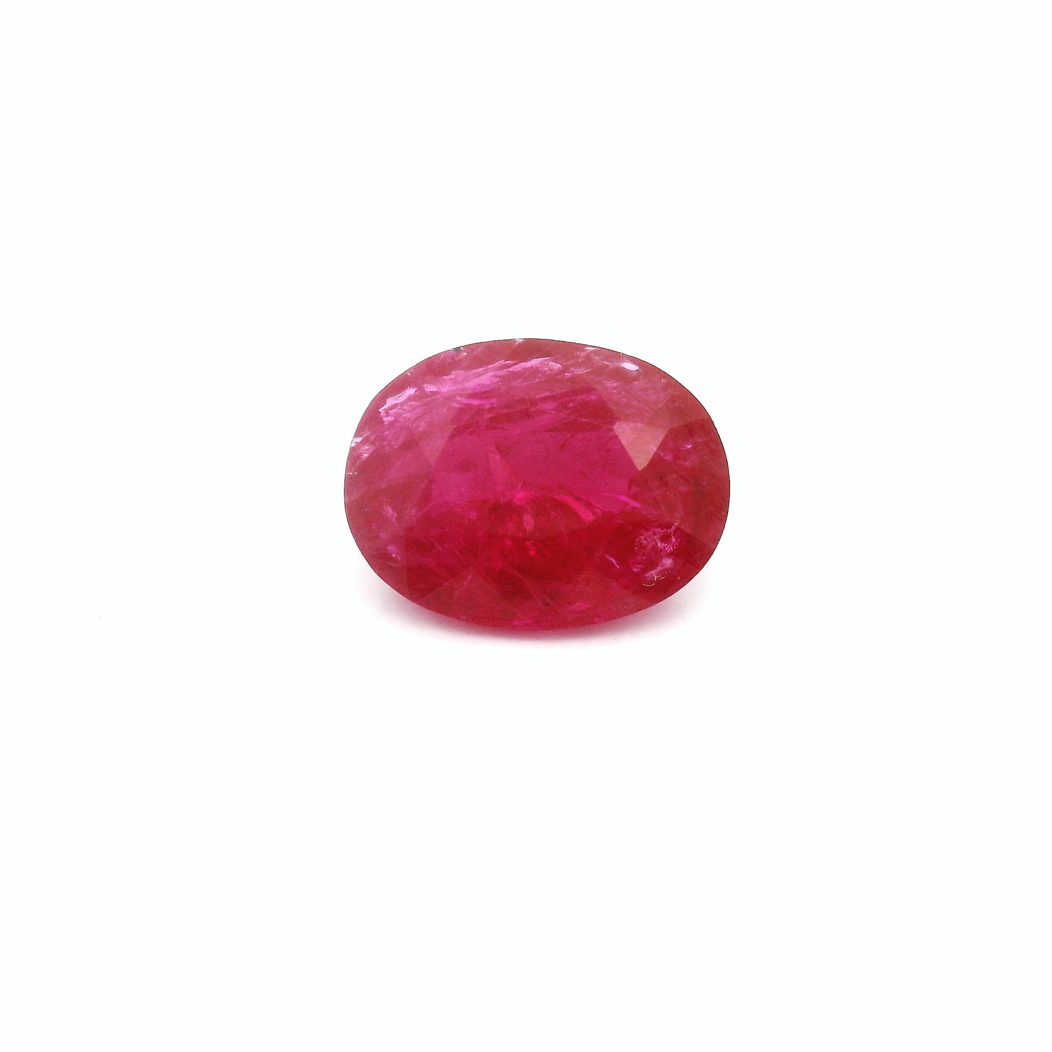 Rubin 2,35 ct, czerwony, szlif owalny