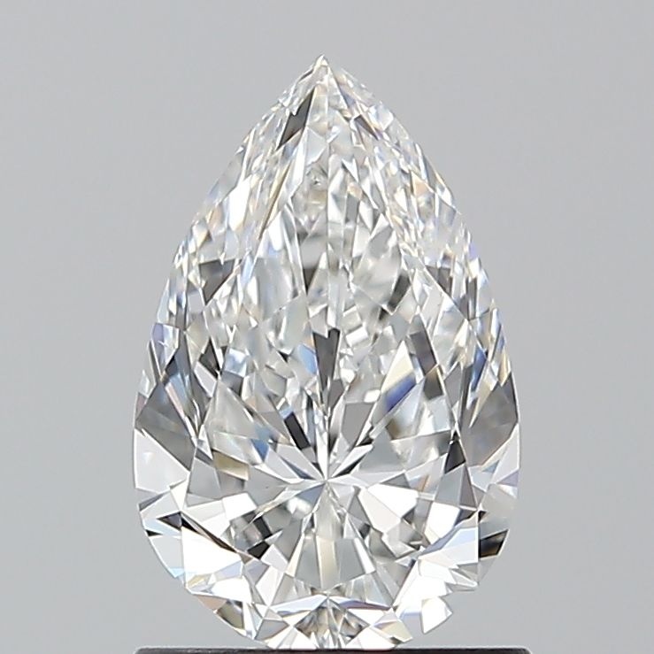 1.2-carat pear diamond with E color, null cut, and VS2 clarity.