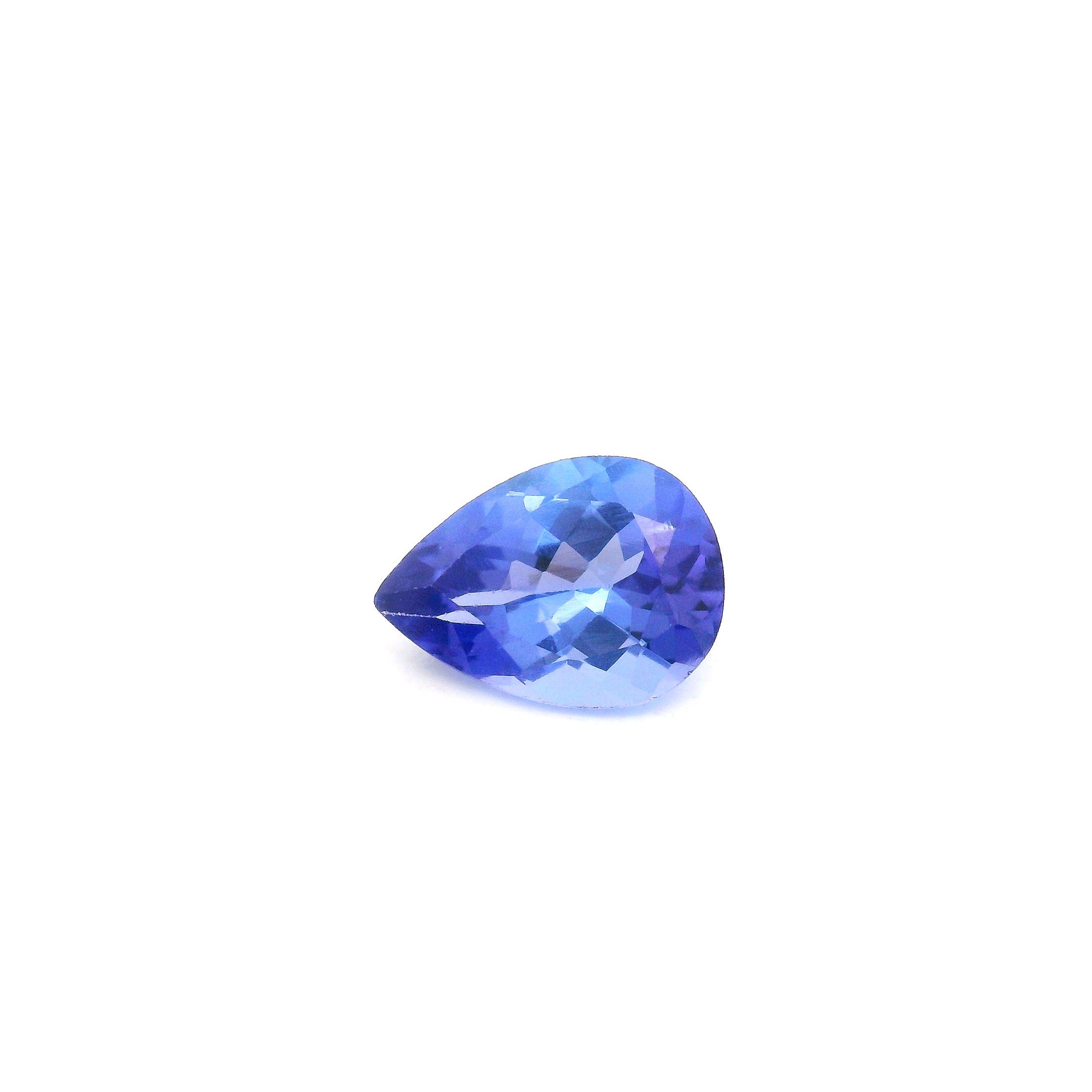 Tanzanit 1,08 ct, niebieski, szlif gruszka