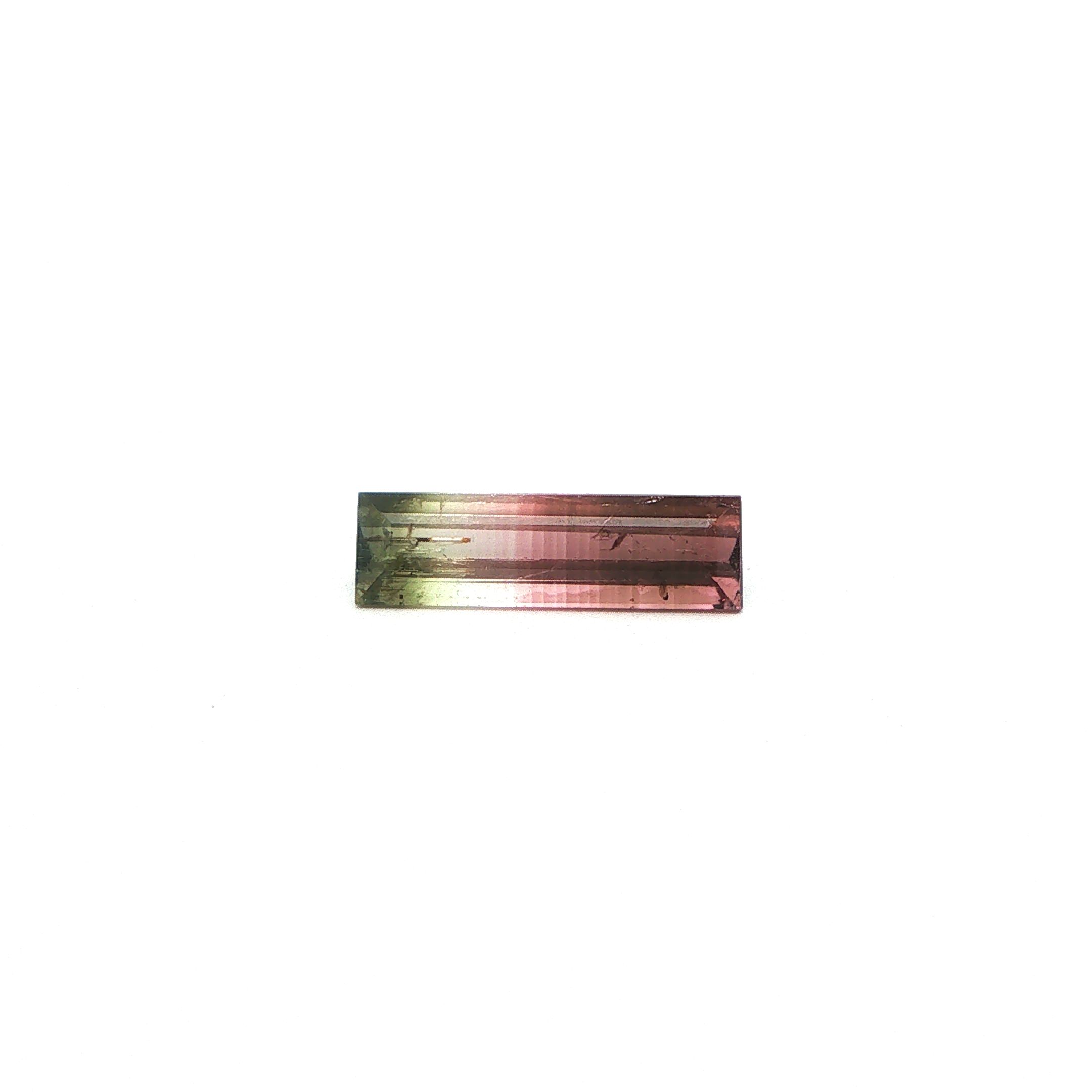 Turmalin 2,79 ct, dwubarwny, szlif prostokątny