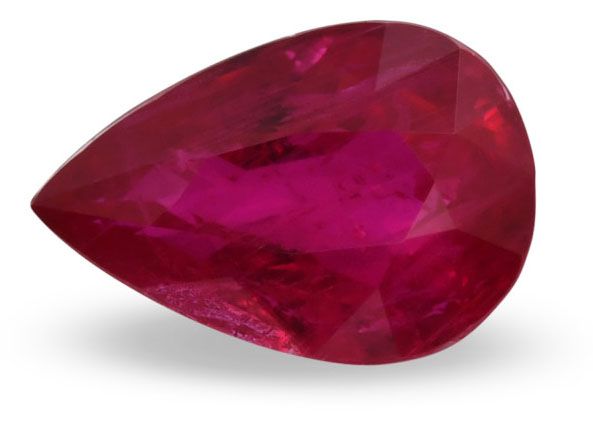 Rubin 1,02 ct, czerwony, szlif gruszka