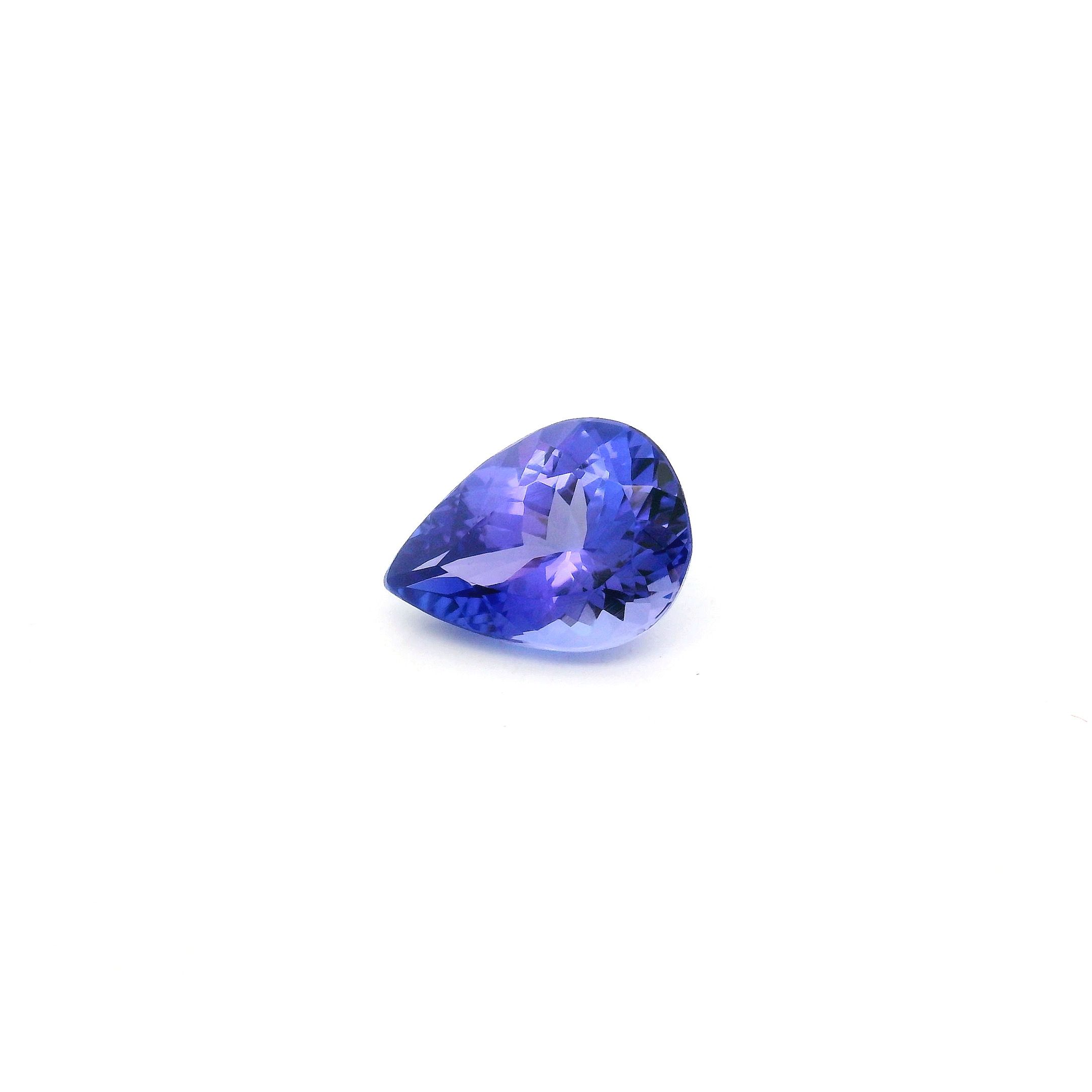 Tanzanit 2,70 ct, niebieski, szlif gruszka