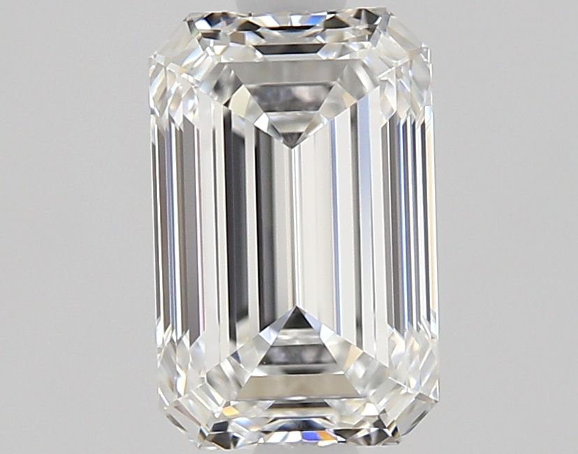 1.05-carat emerald diamond with F color, null cut, and IF clarity.