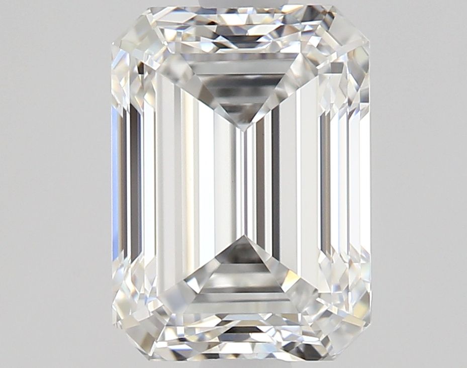 1.4-carat emerald diamond with E color, null cut, and VVS2 clarity.