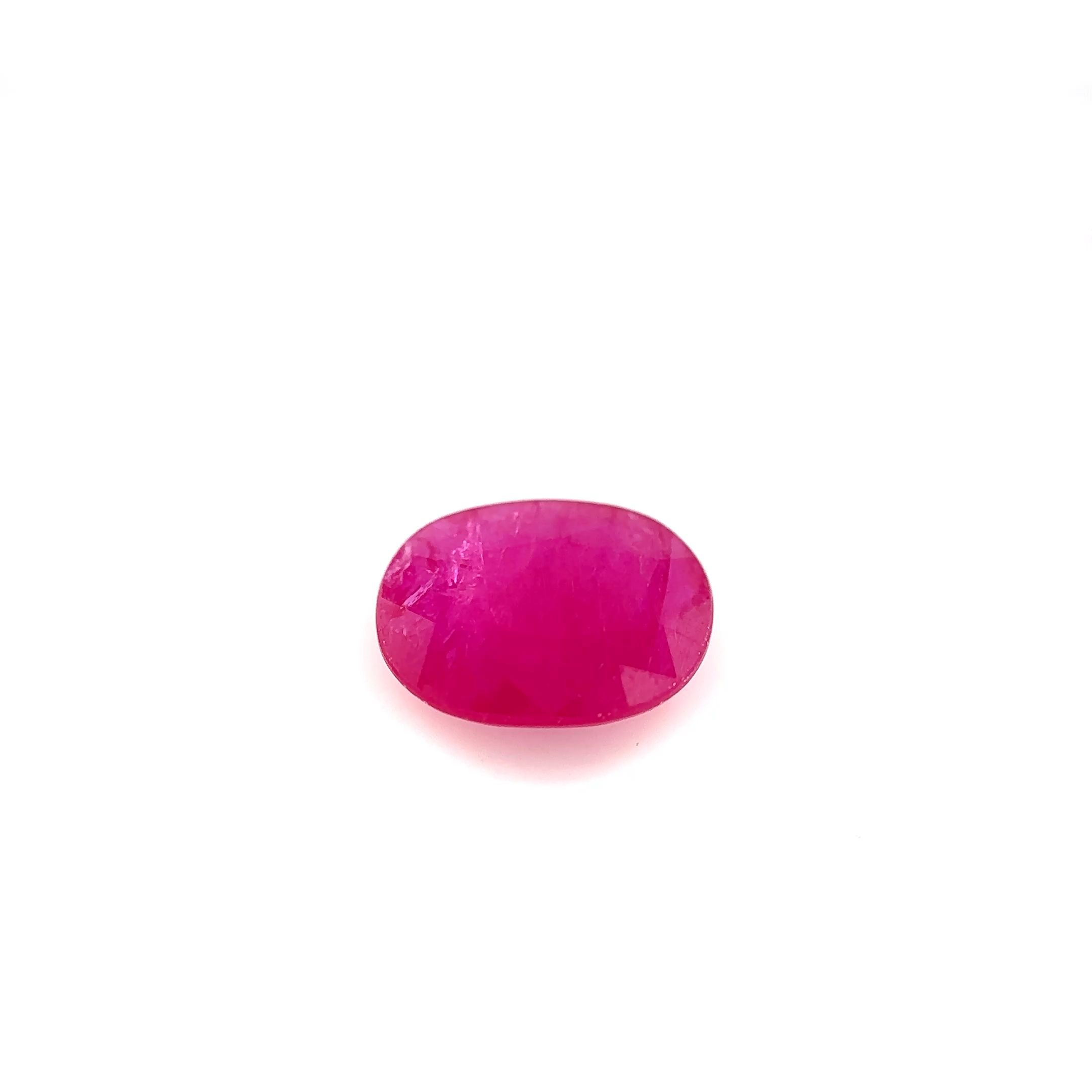 Rubin 1,76 ct, czerwony, szlif owalny