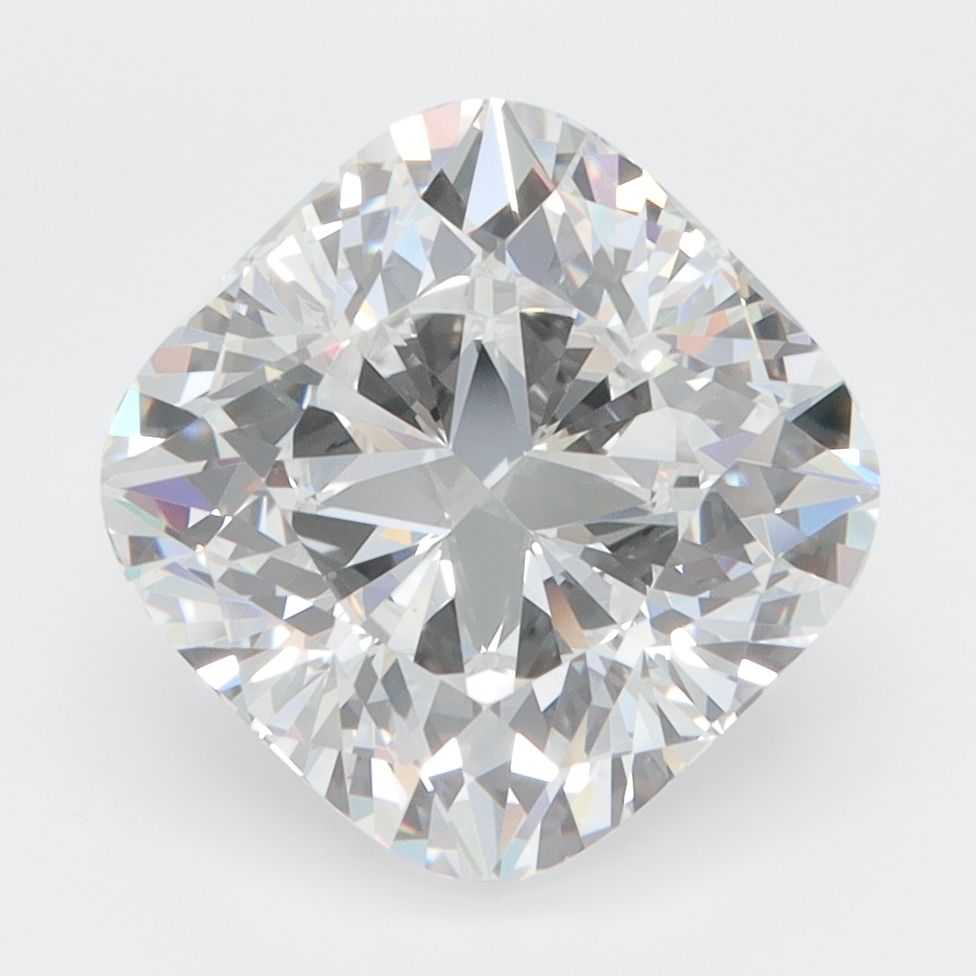 4.09-carat cushion diamond with D color, null cut, and VVS1 clarity.
