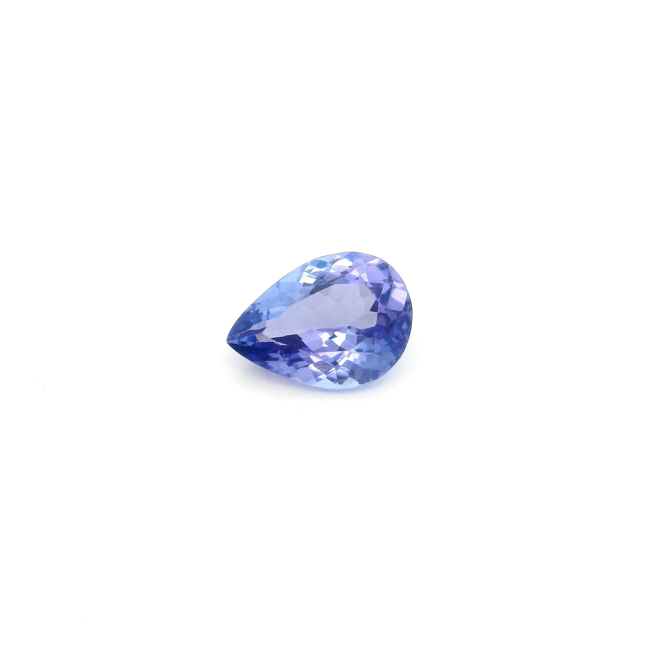 Tanzanit 1,53 ct, niebieski, szlif gruszka