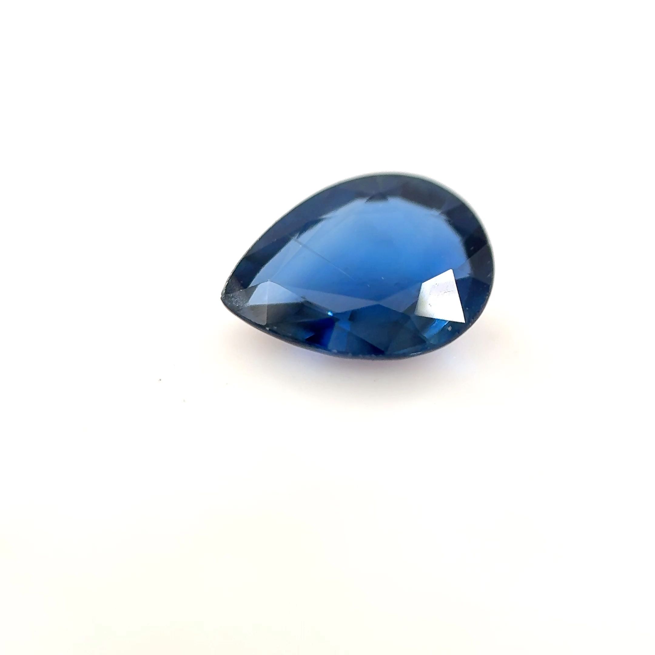 Szafir 1,18 ct, niebieski, szlif gruszka