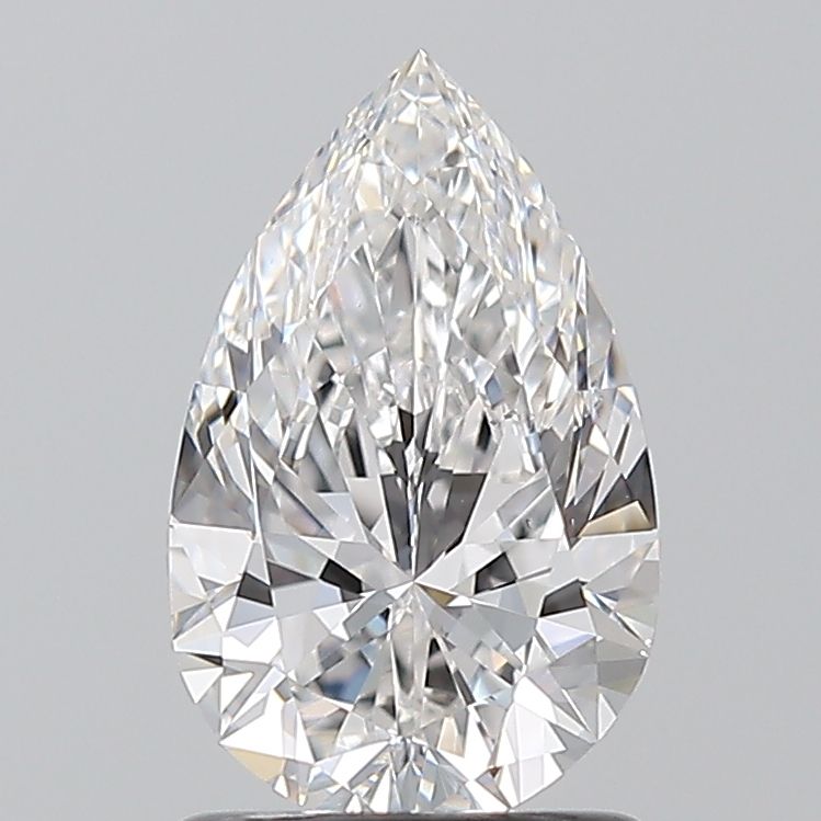 1.2-carat pear diamond with E color, null cut, and SI1 clarity.