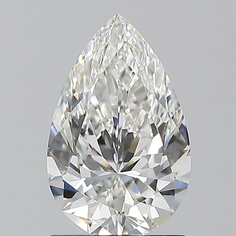 1.3-carat pear diamond with G color, null cut, and VVS2 clarity.