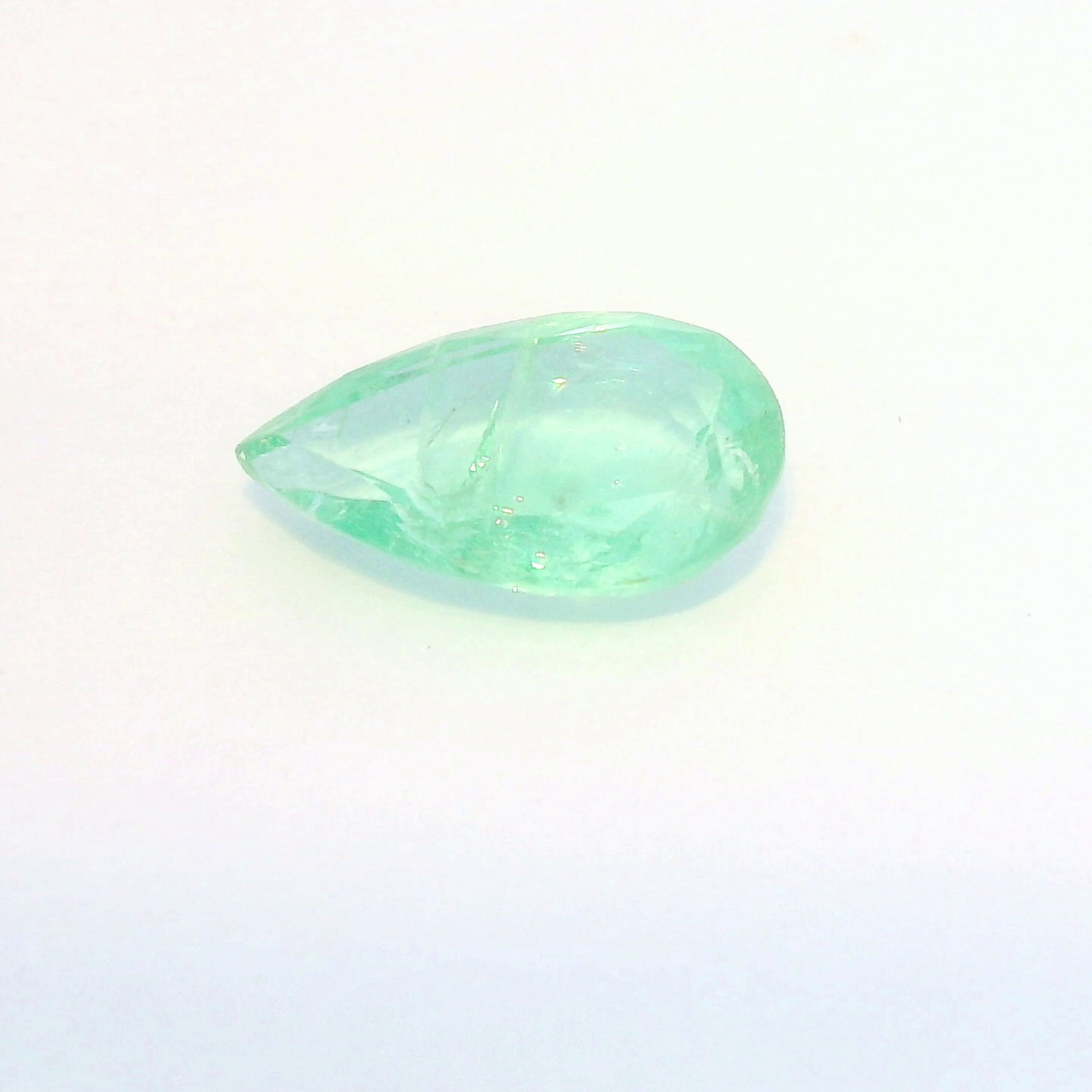 Szmaragd 1,66 ct, zielony, szlif gruszka