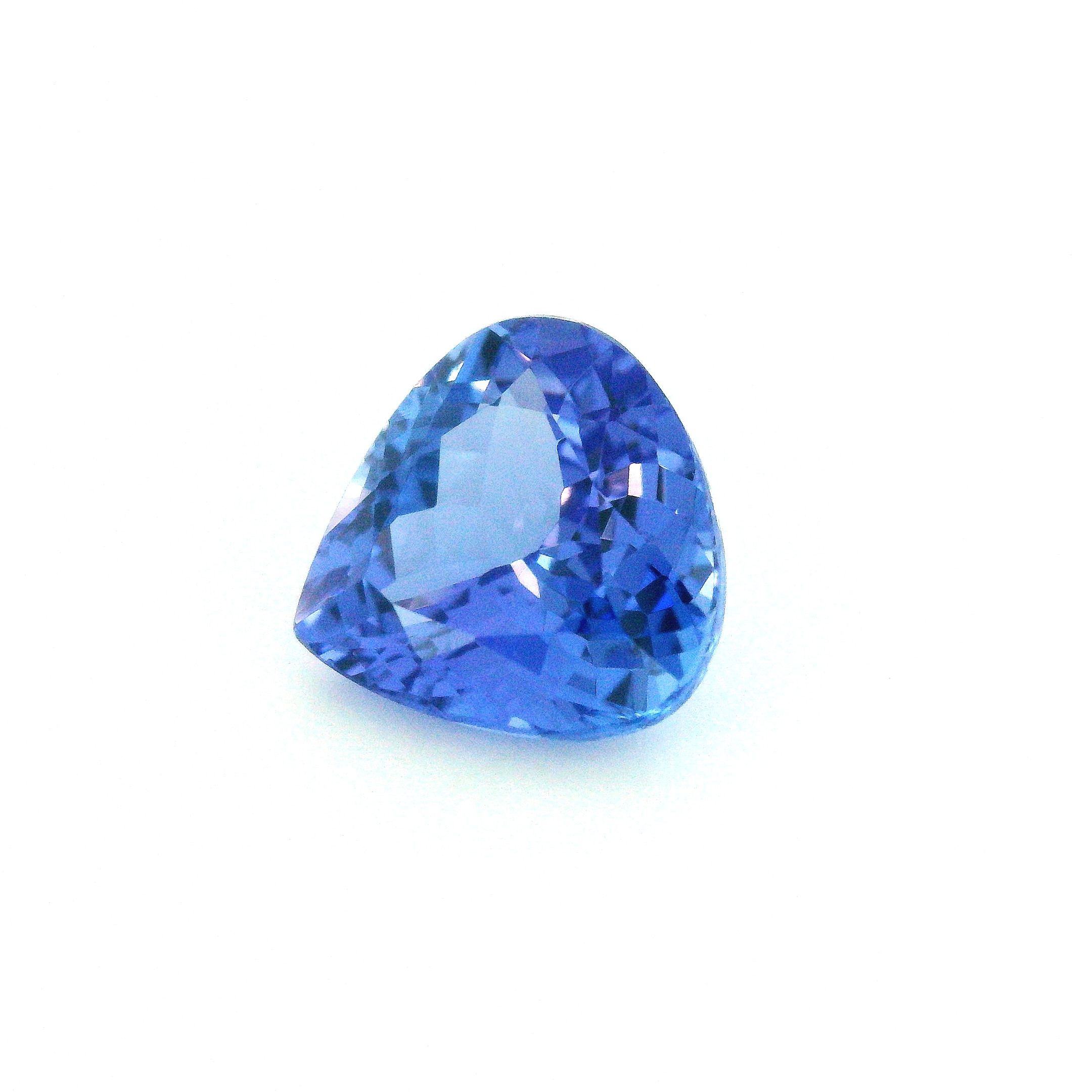 Tanzanit 3,85 ct, niebieski, szlif gruszka