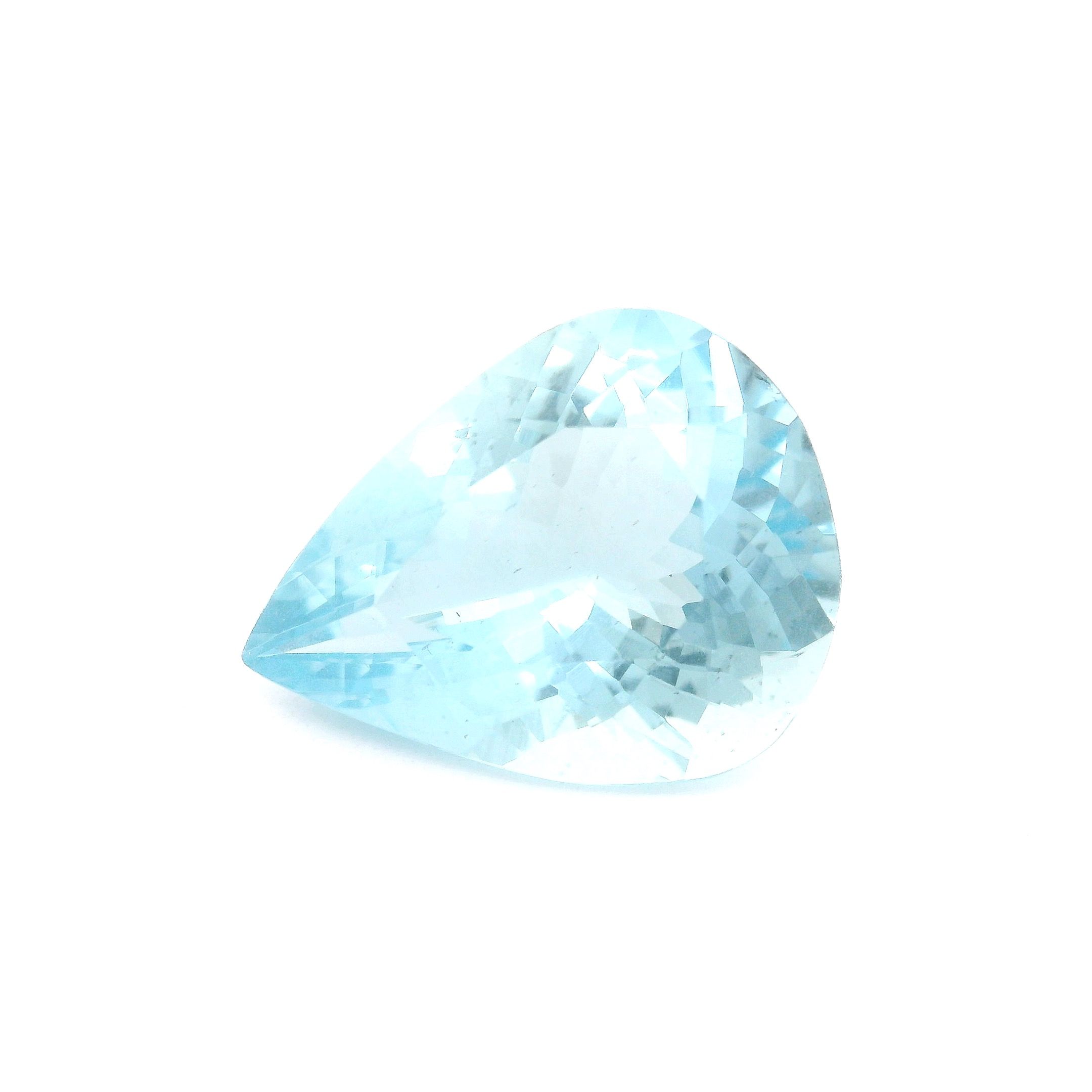 Akwamaryn 4,35 ct, niebieski, szlif gruszka
