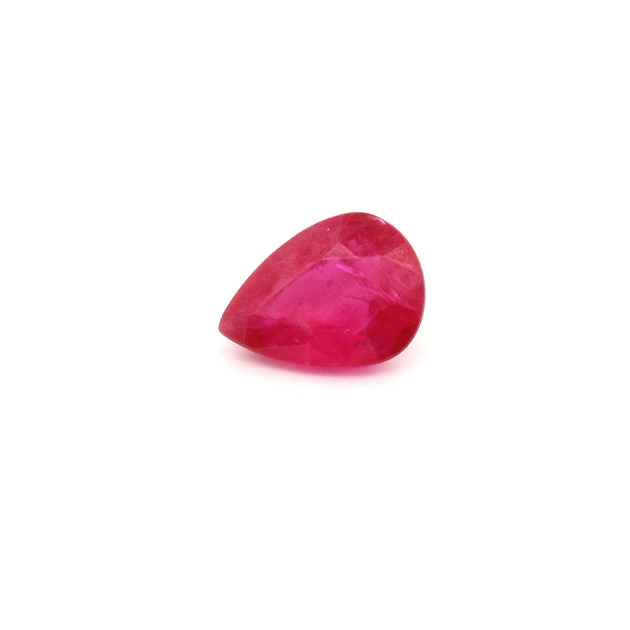 Rubin 1,43 ct, czerwony, szlif gruszka