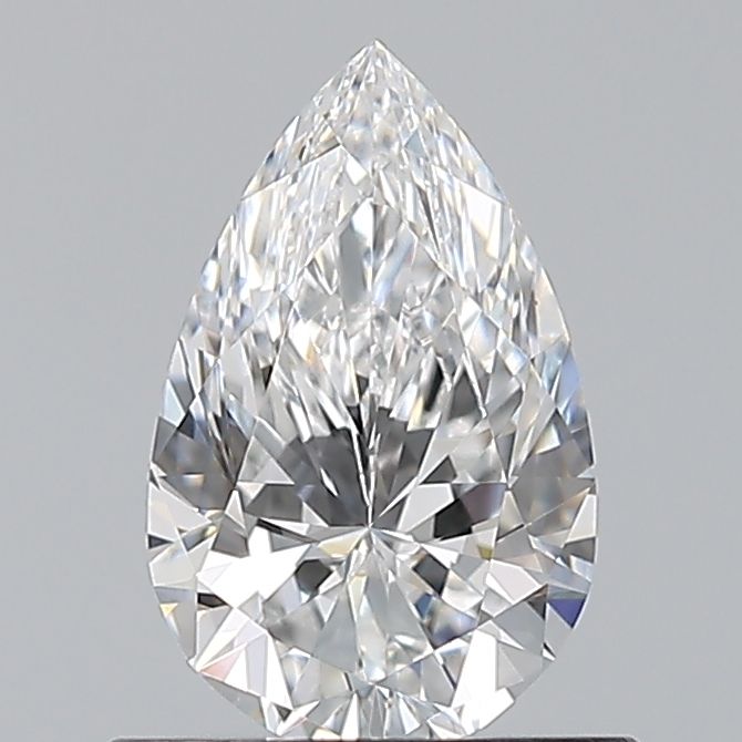 0.7-carat pear diamond with E color, null cut, and VS1 clarity.