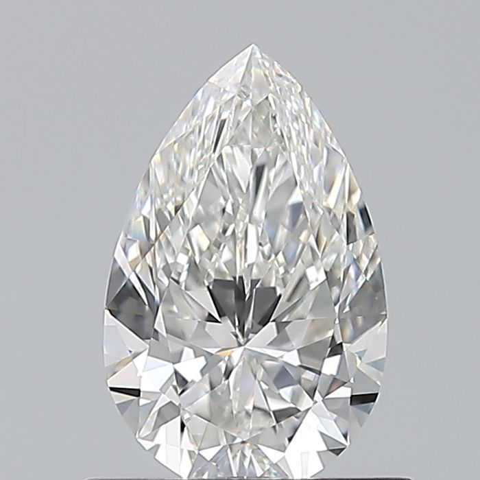 0.75-carat pear diamond with G color, null cut, and VVS2 clarity.